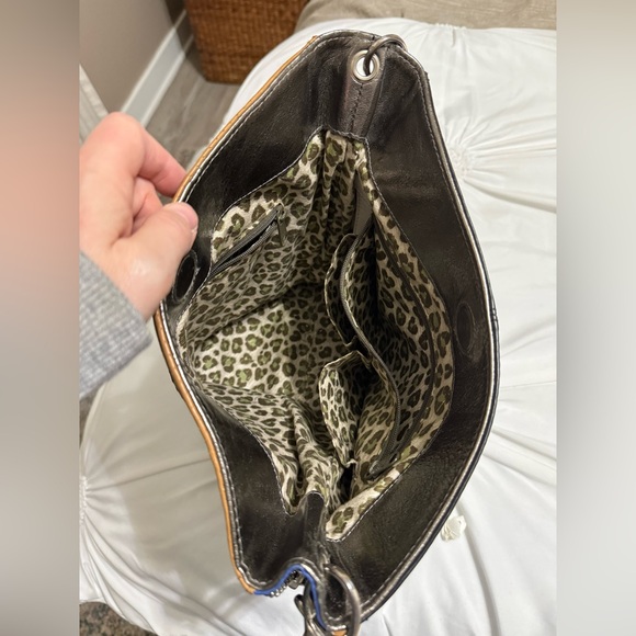 Brighton Diva Black/Brown Leather Bag Purse Handbag Graphic Glam Girls Fashion - Picture 13 of 14